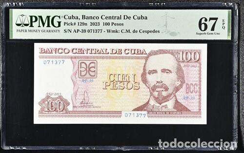 Billetes extranjeros: CUBA * BILLETE 100 PESOS 2023 * PMG-67 EPQ (IC-1622)