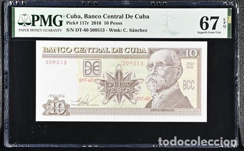 Billetes extranjeros: CUBA * BILLETE 10 PESOS 2016 * PMG-67 EPQ TOP POP (IC-1623)