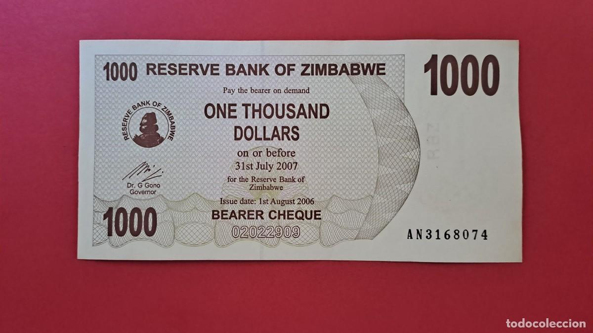 Billets internationaux: ZIMBABUE - 2.006 - 1.000 D&Oacute;LARES - SIN CIRCULAR