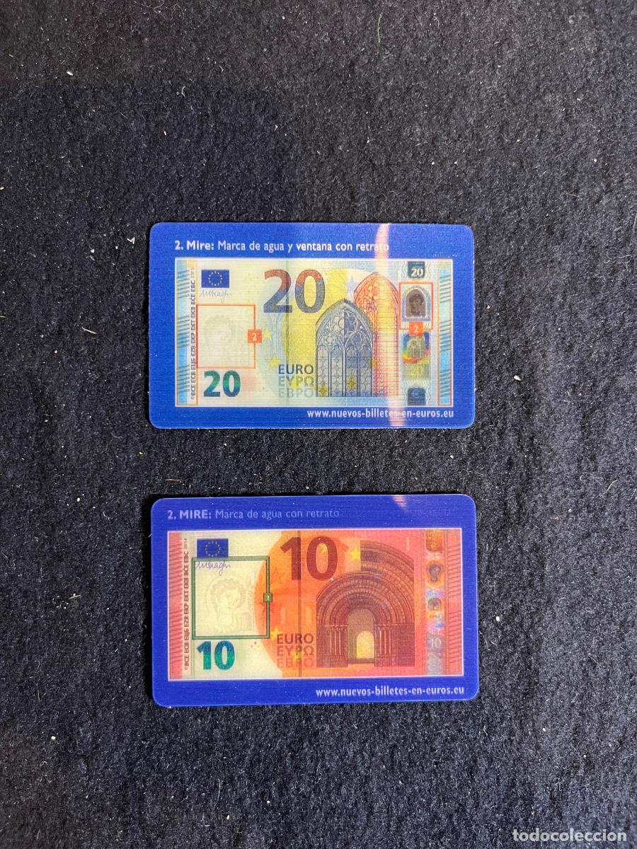 Banconote internazionali: Lote tarjetas oficiales Euro BCE seguridad billetes 10 y 20 euros Serie Europa colecci&oacute;n