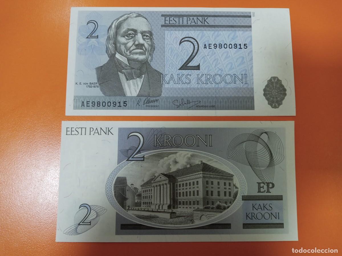 Billetes extranjeros: ESTONIA 2 CORONAS 1992