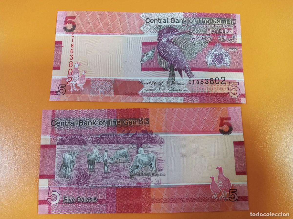 Billetes extranjeros: GAMBIA 5 DALASI 2023