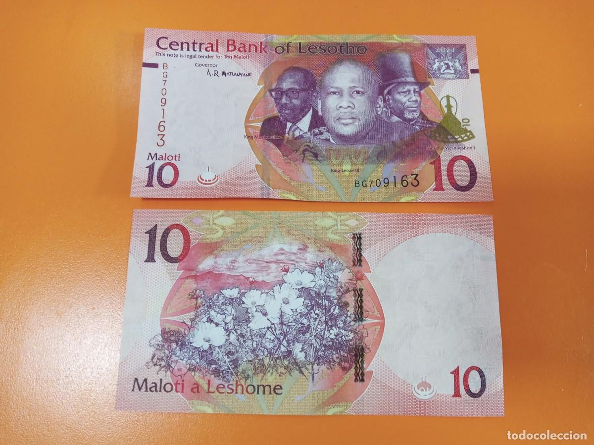 Billetes extranjeros: LESOTO 10 MALOTI 2021