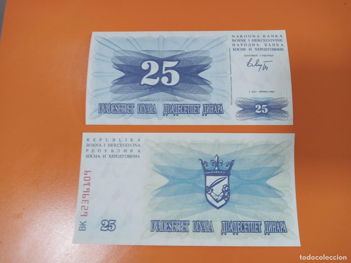 Billetes extranjeros: BOSNIA 25 DINARES 1992