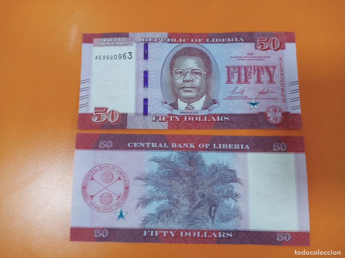 Billetes extranjeros: LIBERIA 50 D&Oacute;LARES 2022