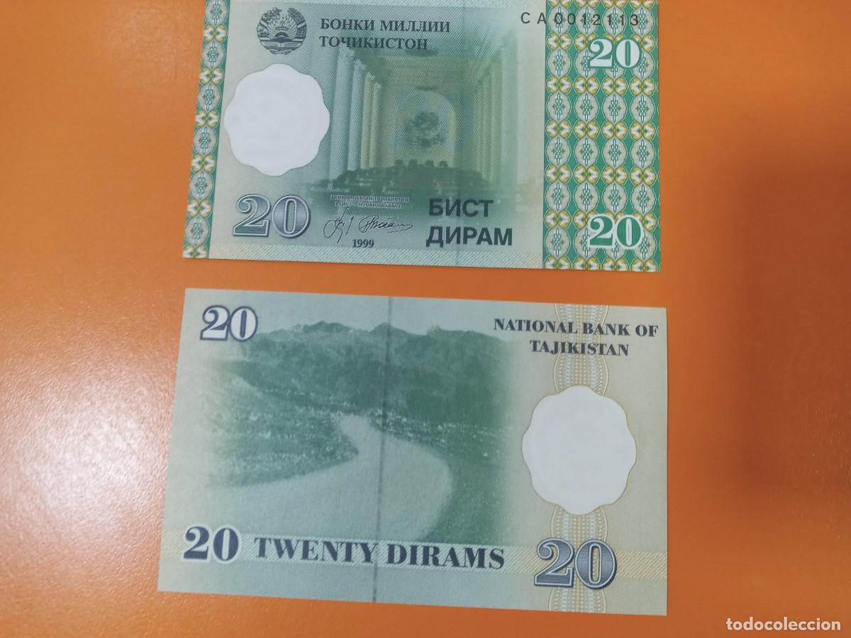 Billetes extranjeros: TAJIKIST&Aacute;N 20 DIRAM 1999