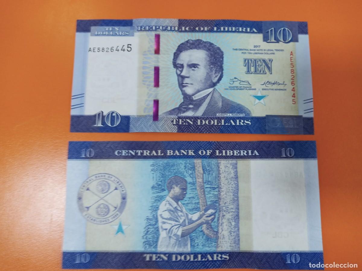 Billetes extranjeros: LIBERIA 10 D&Oacute;LARES 2017
