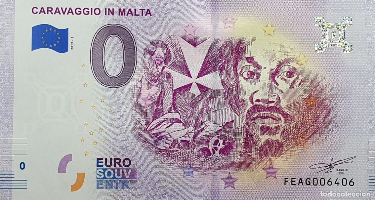 Billetes extranjeros: BILLETE 0 Euro Souvenir Malta: FEAG 2019-1 CARAVAGGIO EN MALTA