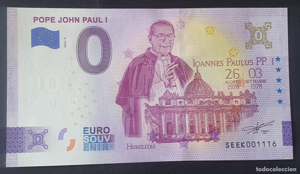 Billetes extranjeros: BILLETE 0 Euro Souvenir Vaticano: SEEK 2022-4 POPE JOHN PAUL I