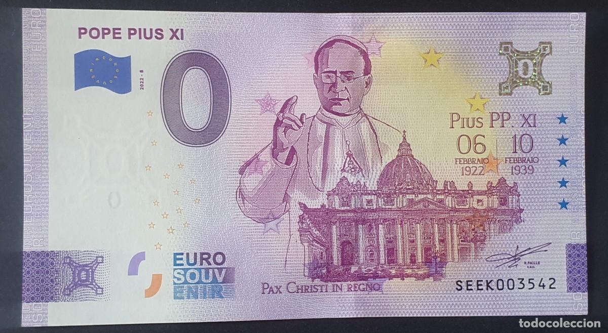 Billetes extranjeros: BILLETE 0 Euro Souvenir Vaticano: SEEK 2022-8 POPE PIUS XI
