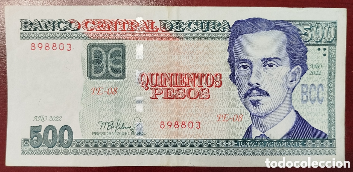Billetes extranjeros: Cuba 500 pesos 2022 Ignacio Agramonte