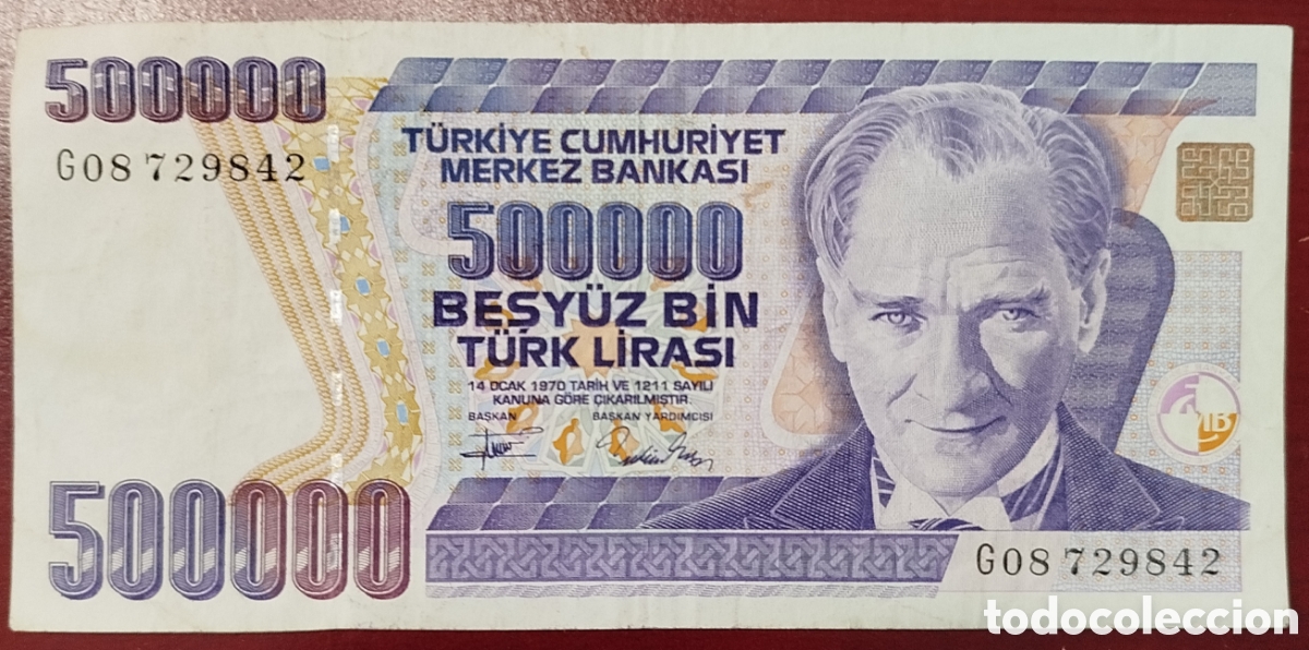 Billetes extranjeros: Turqu&iacute;a 500000 turk lirasi