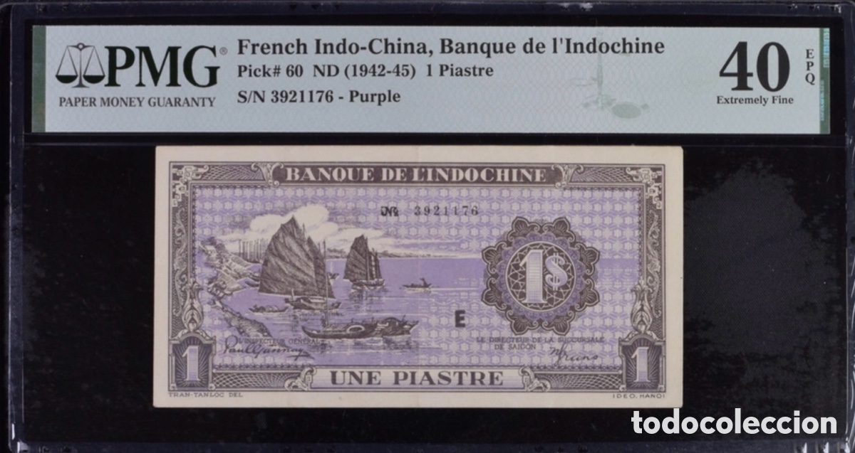 Billetes extranjeros: Billete Indochina 1 Piastre 1942 PMG 40 EPQ pick 60