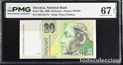 Billetes extranjeros: ESLOVAQUIA * BILLETE 20 KORUN 2006 * PMG-67 EPQ (IC-1639)