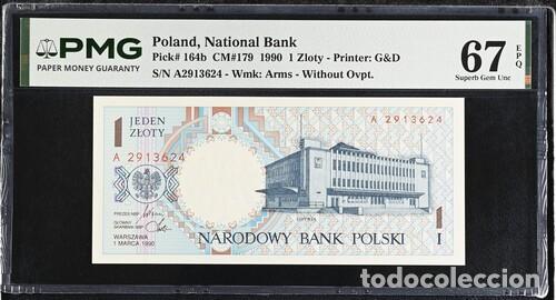 Billetes extranjeros: POLONIA * BILLETE 1 ZLOTY 1990 * PMG-67 EPQ (IC-1641)