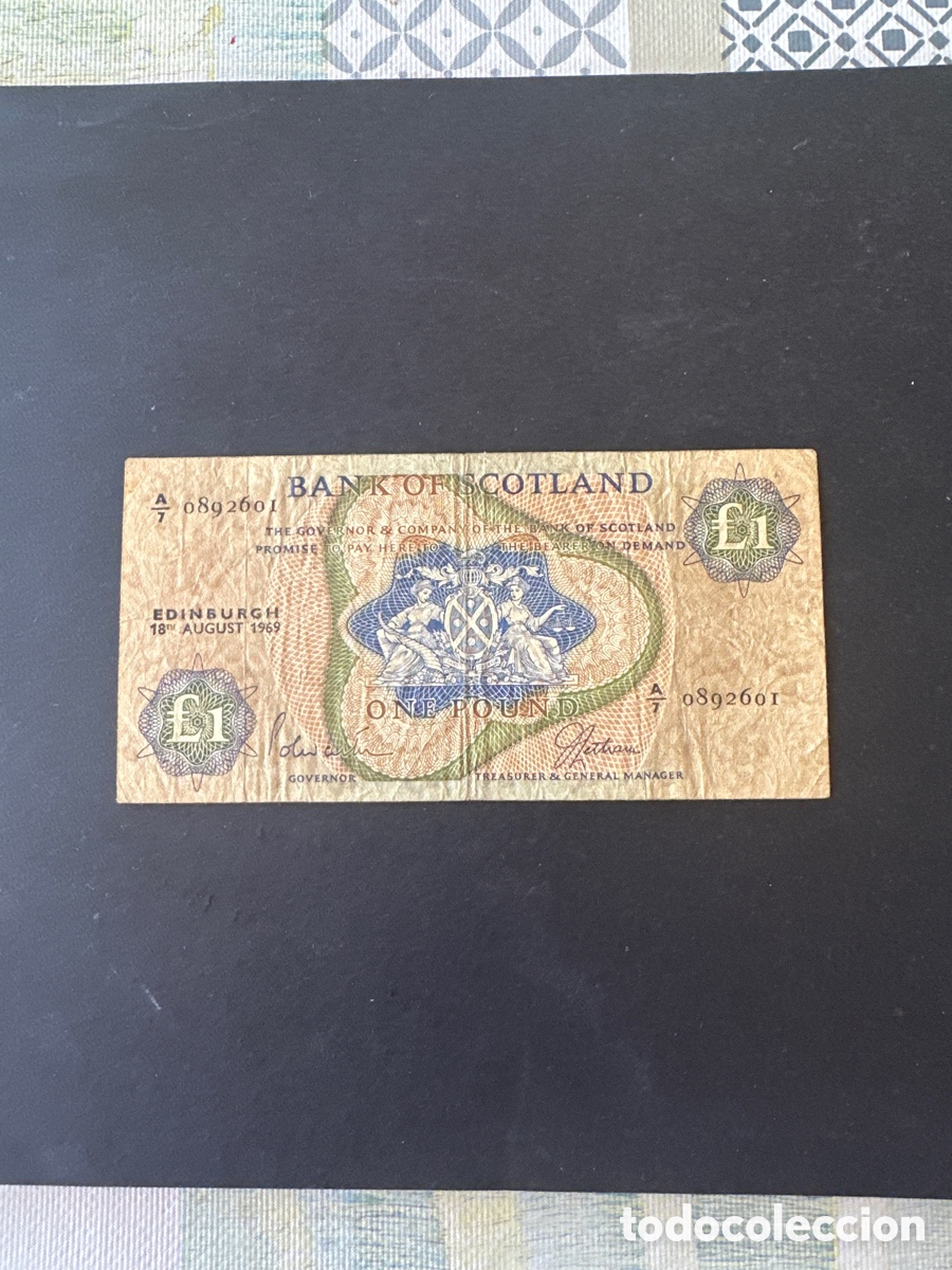 Billetes extranjeros: Billete de Escocia 1 libra a&ntilde;o 1969