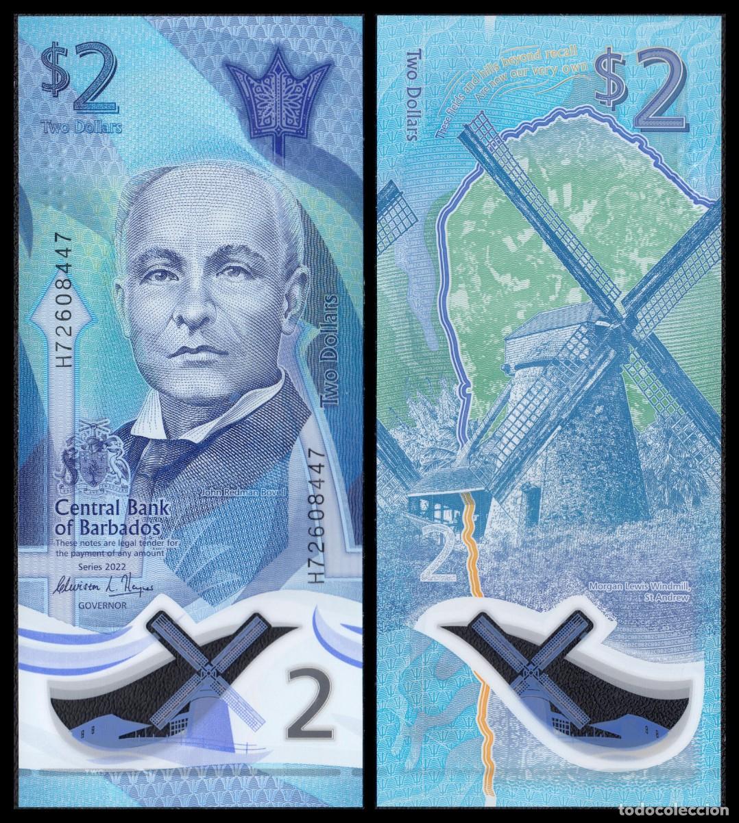 Billetes extranjeros: Barbados 2 Dollars 2022 Pick 80a - Foto 1