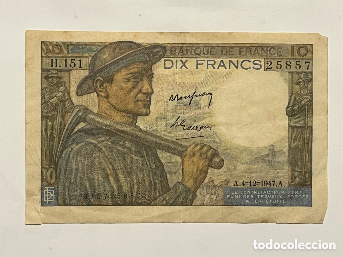 Internationale Banknoten: FRANCIA BILLETE DE 10 FRANCOS FRANCS DE 1949