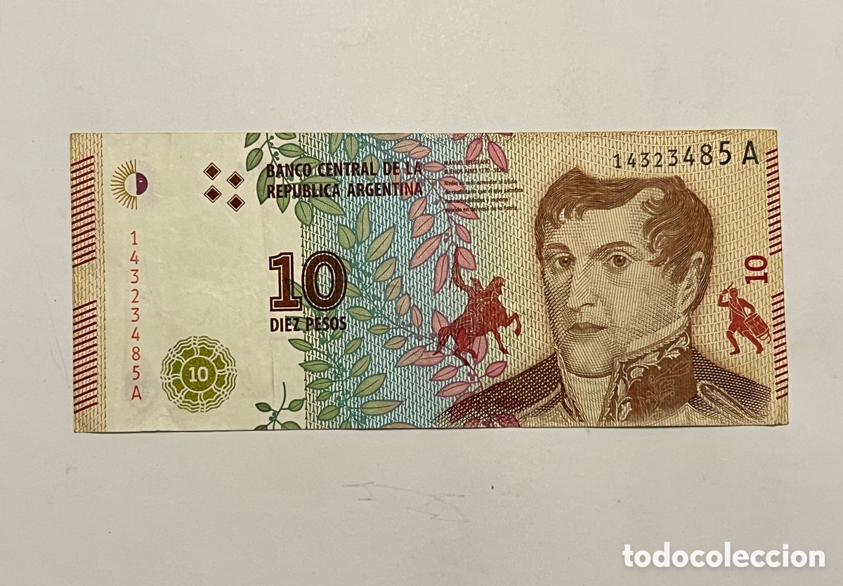 International Banknotes: ARGENTINA (2016) BILLETE 10 PESOS - MANUEL BELGRANO
