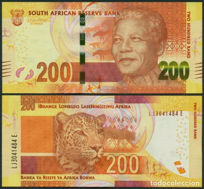 Banconote internazionali: SUDAFRICA (SURAFRICA). 200 rand (2016). Pick 142b. S/C. Mandela. Fauna. Papel con pepitas