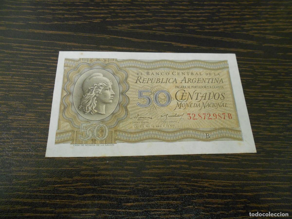 Billetes extranjeros: ARGENTINA-BILLETE PICK 261-50 CENTAVOS-LEYES 12.962 Y 13.571-SERIE B-MBC