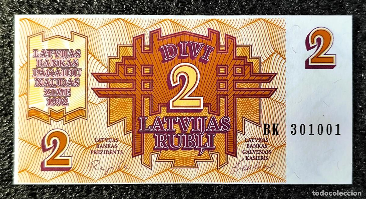 Internationale Banknoten: Letonia 2 rublos 1992 Sc Unc Lote 2124
