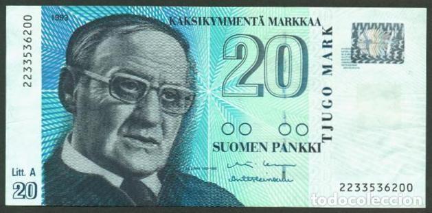 Billetes extranjeros: FINLANDIA. 20 markkaa 1997. Pick 123. Variante de firmas.