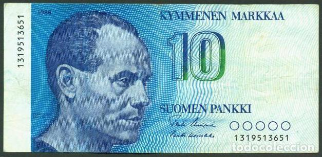 Billetes extranjeros: FINLANDIA. 10 markkaa 1986. Pick 113. Variante de firmas.