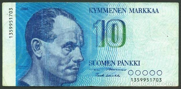 Billetes extranjeros: FINLANDIA. 10 markkaa 1986. Pick 113. Variante de firmas.