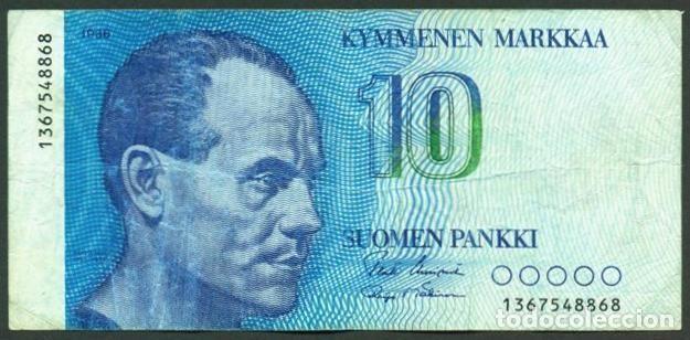 Billetes extranjeros: FINLANDIA. 10 markkaa 1986. Pick 113. Variante de firmas.