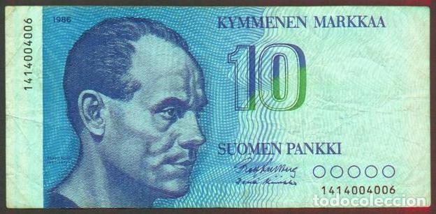 Billetes extranjeros: FINLANDIA. 10 markkaa 1986. Pick 113. Variante de firmas.