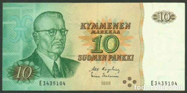 Billetes extranjeros: FINLANDIA. 10 markkaa 1980. Sin Litt.. Pick 111. Variante de firmas.