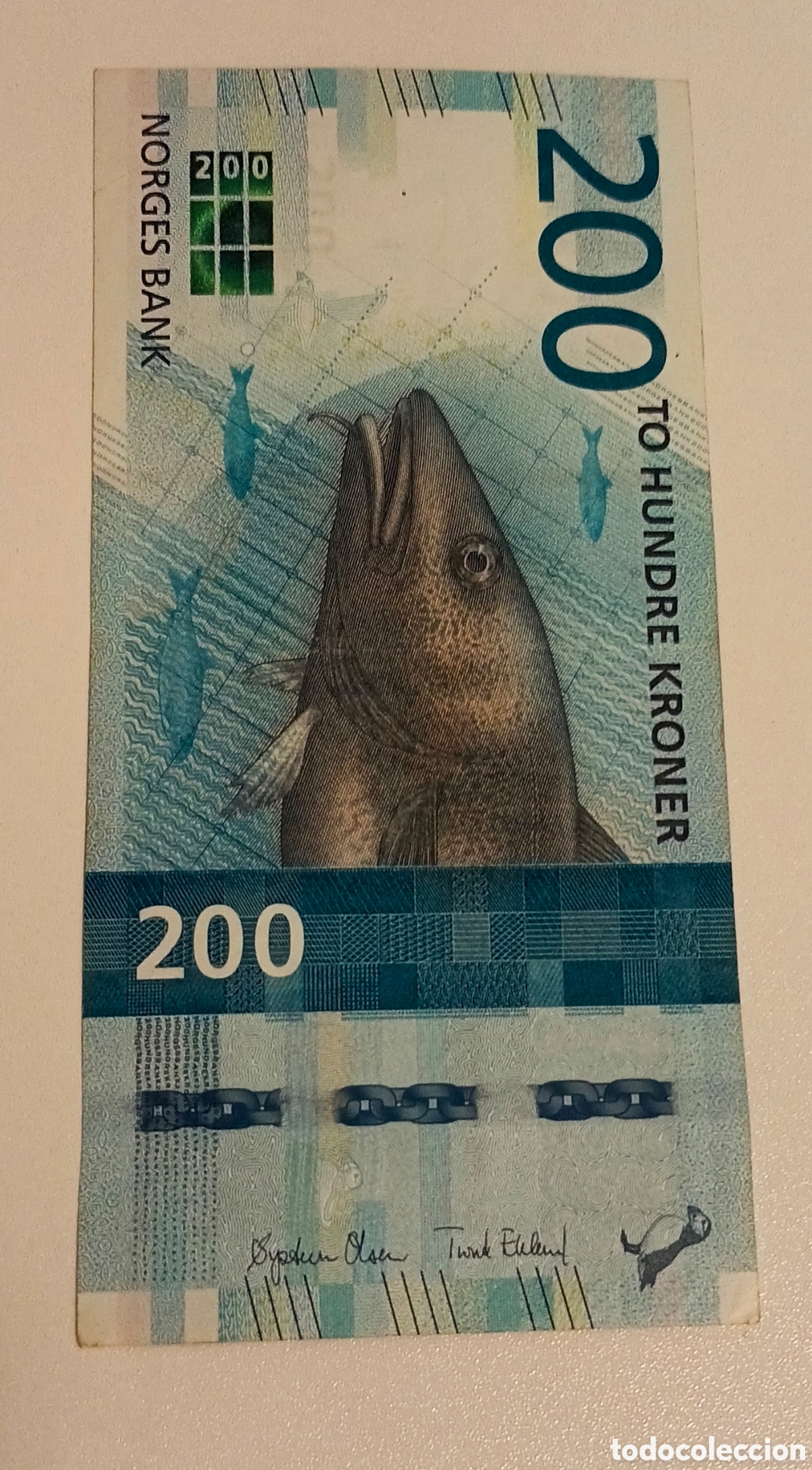 Billetes extranjeros: Con certificado Billete noruega original % casi nuevo