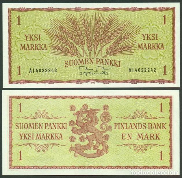 Billetes extranjeros: FINLANDIA. 1 markka 1963. Pick 98. S/C. Variante de firmas.