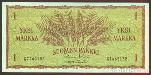 Billetes extranjeros: FINLANDIA. 1 markka 1963. Pick 98. Variante de firmas.