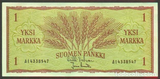 Billetes extranjeros: FINLANDIA. 1 markka 1963. Pick 98. Variante de firmas.
