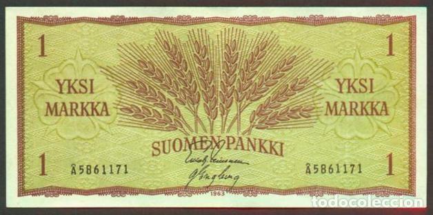 Billetes extranjeros: FINLANDIA. 1 markka 1963. Pick 98. Variante de firmas.