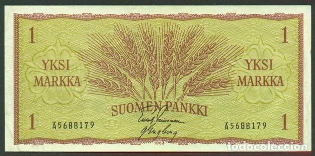 Billetes extranjeros: FINLANDIA. 1 markka 1963. Pick 98. Variante de firmas.