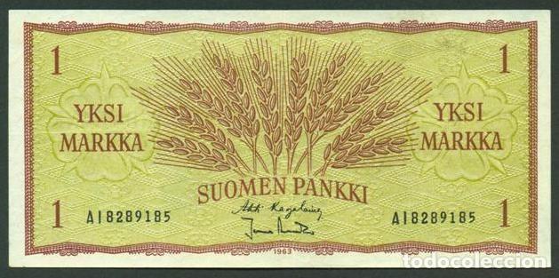 Billetes extranjeros: FINLANDIA. 1 markka 1963. Pick 98. Variante de firmas.