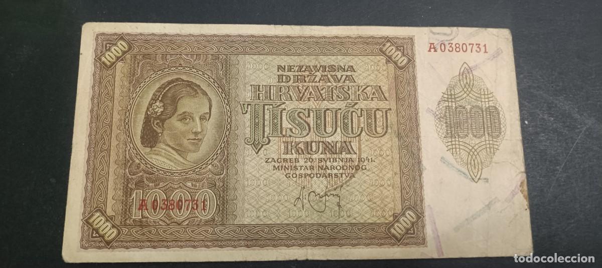 Billetes extranjeros: CROACIA 1000 KUNA 1941 BC P=4 (II GM)