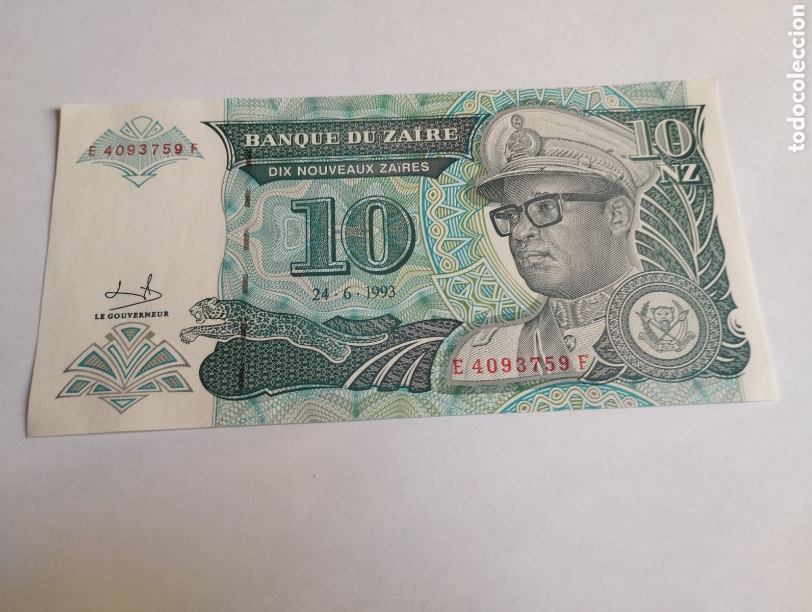 International Banknotes: Zaire 10 nuevos Zaires a&ntilde;o 1993 plancha