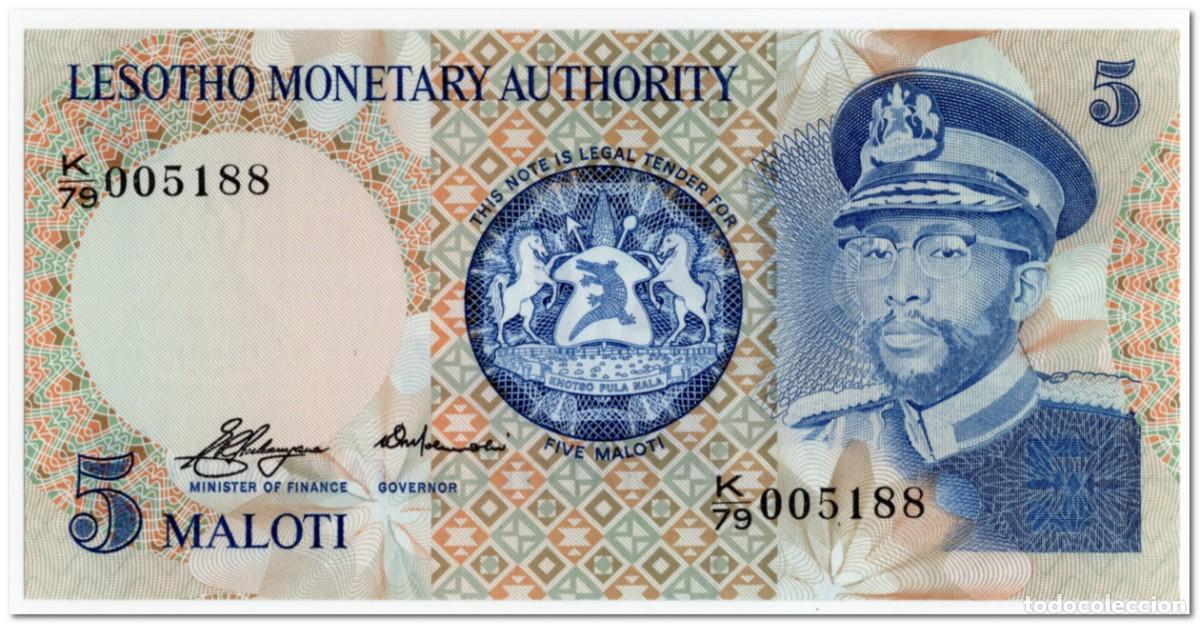 Billetes extranjeros: LESOTHO,5 MALOTI,1979,P.2,UNC - Foto 1