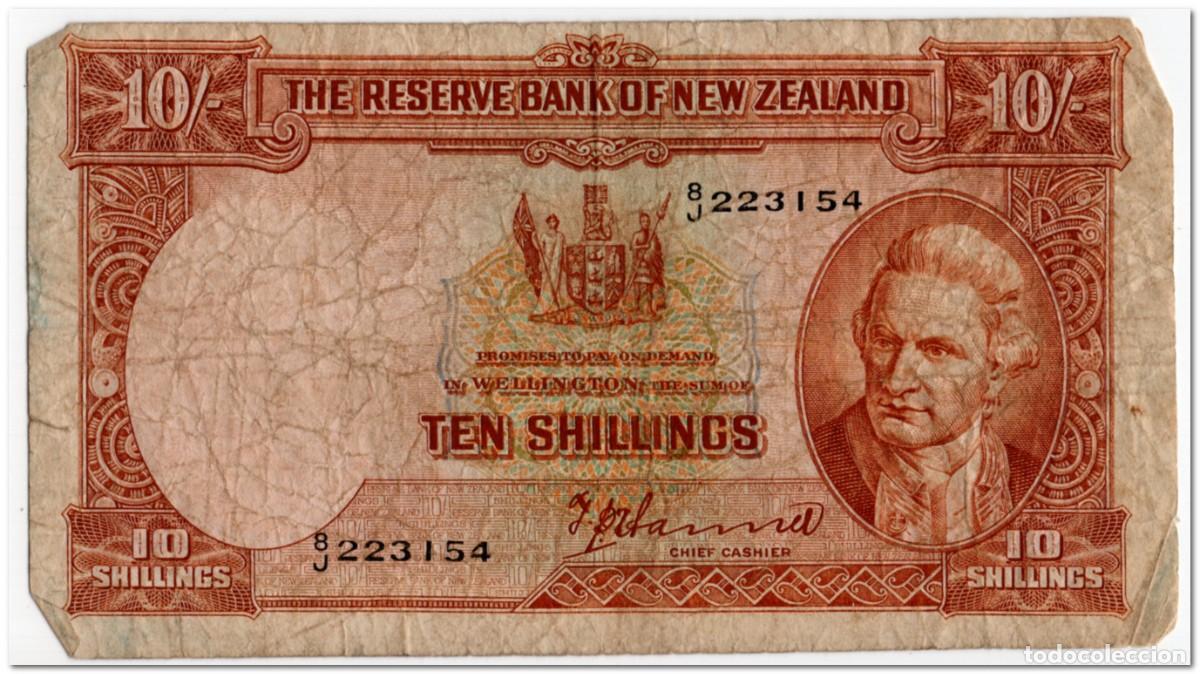 Billetes extranjeros: NEW ZEALAND,10 SHILLINGS,1940-55,P.158a,CIRCULATED