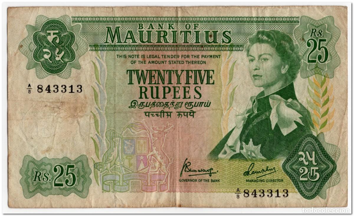 Billetes extranjeros: MAURITIUS,25 RUPEES,1967,P.32,FINE