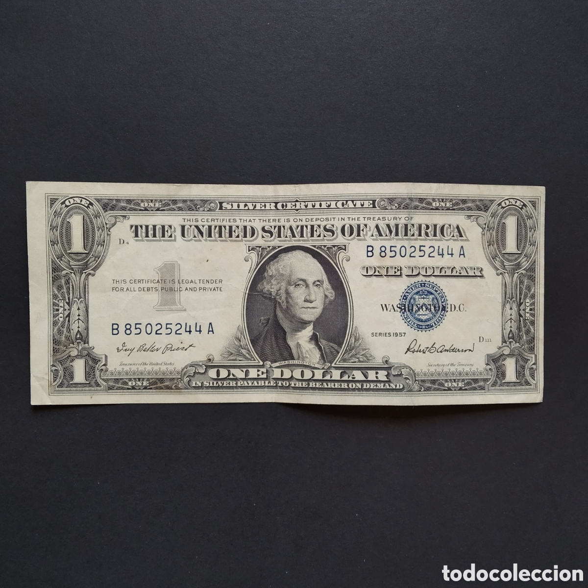 Internationale Banknoten: BILLETE - EEUU / ESTADOS UNIDOS / USA 1 DOLLAR 1957 (SELLO AZUL, CERTIFICADO DE PLATA)