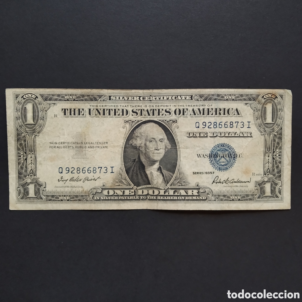 Billets internationaux: BILLETE - EEUU / ESTADOS UNIDOS / USA 1 DOLLAR 1935 F (SELLO AZUL, CERTIFICADO DE PLATA)