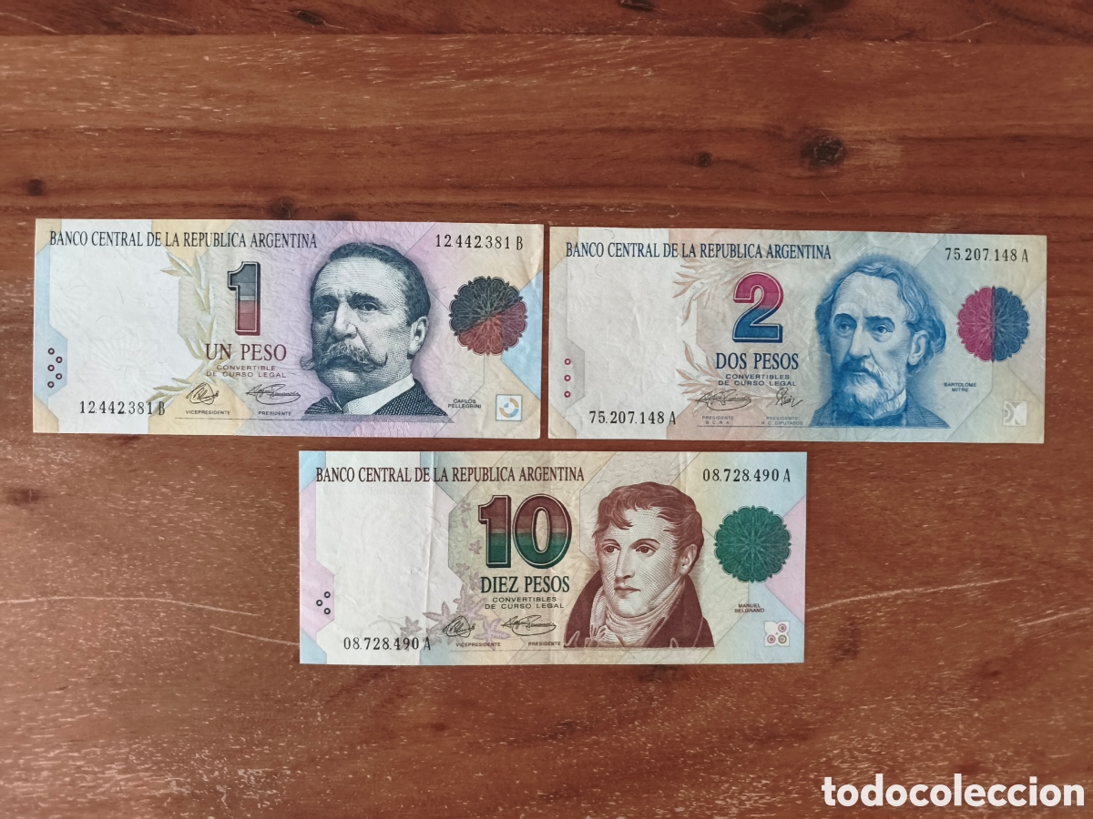 Banconote internazionali: Lote 3 billetes Argentina a&ntilde;os 90