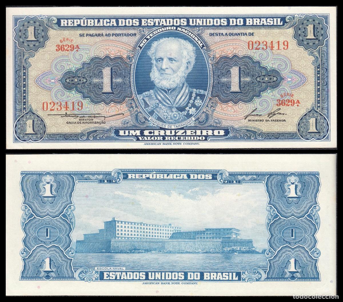 Billetes extranjeros: Brasil 1 Cruzeiros 1954-1958 Pick 150d