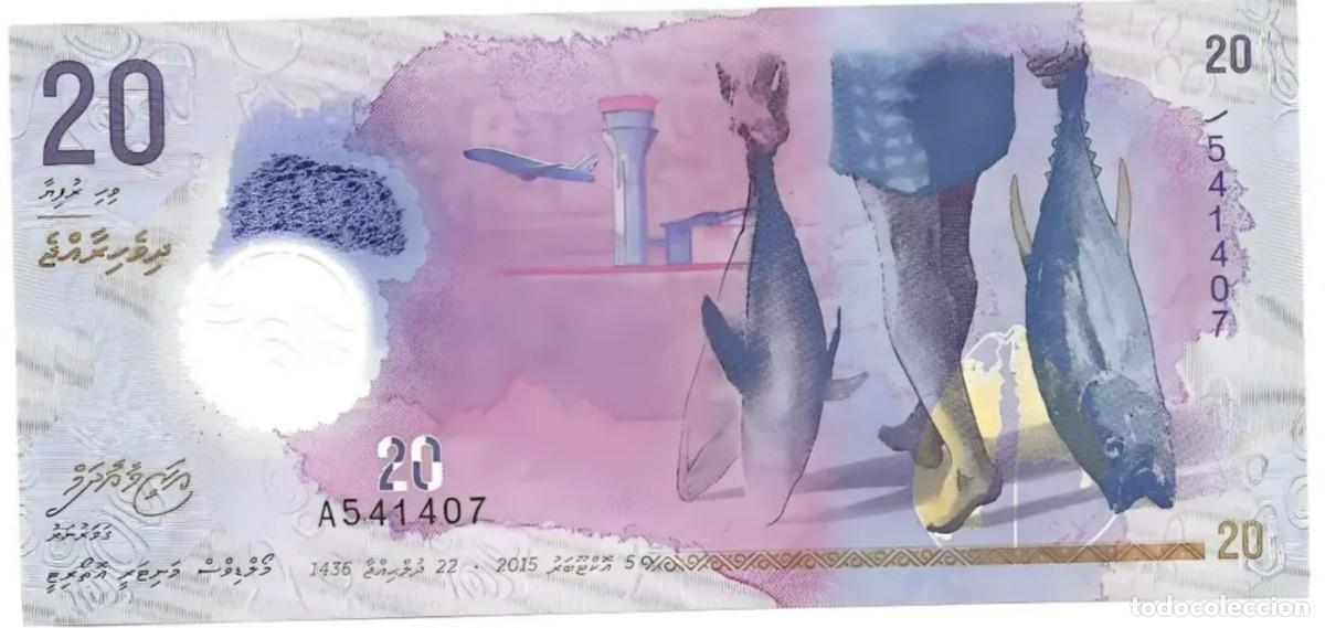 Banconote internazionali: billete islas maldivas 20 rupias polymero ano 2015 sin c