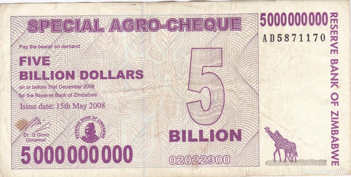 Billets internationaux: ZIMBABWE - 5000000000 DOLARES DE 2008